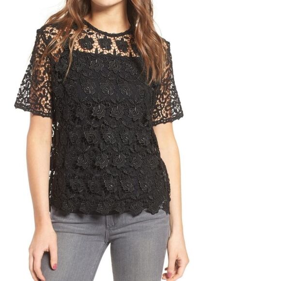 Sincerly Jules Tops - SINCERELY JULES Black Jet Lace Blouse S